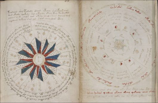 ヴォイニッチ手稿 太陽と月 ヴォイニッチ手稿の1ページ