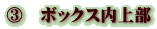 ③　ボックス内上部
