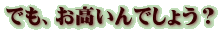 でも、お高いんでしょう？