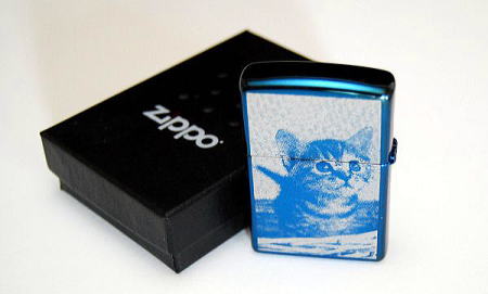 ジッポに写真を刻印